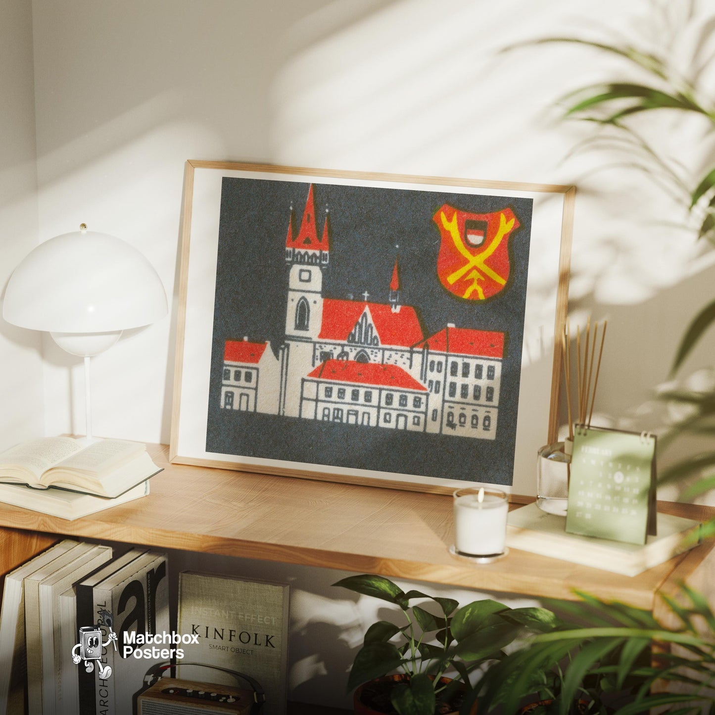 Red Roof Mansion - vintage matchbox label print - office wall