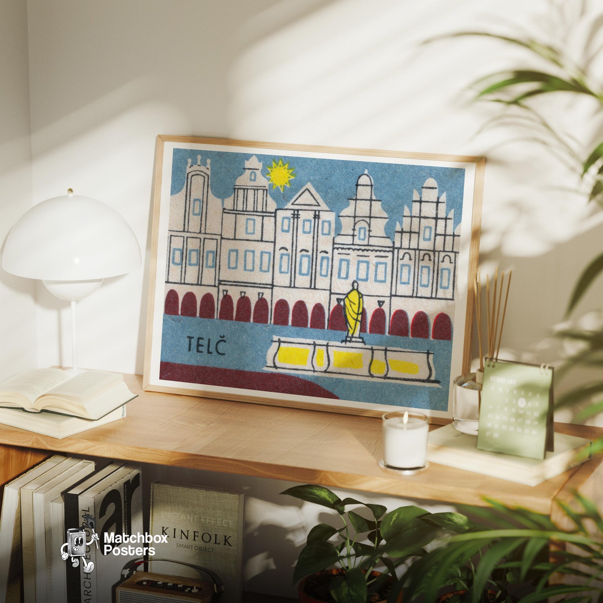 Telč Square - vintage matchbox label print - office wall