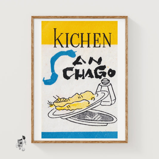 Kitchen Dishes - vintage matchbox label print