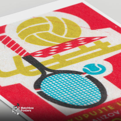 Specialized Sports Store - vintage matchbox label print - close-up detail