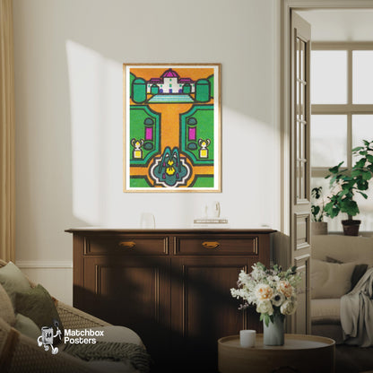 Purple Palace - vintage matchbox label print - living room mockup
