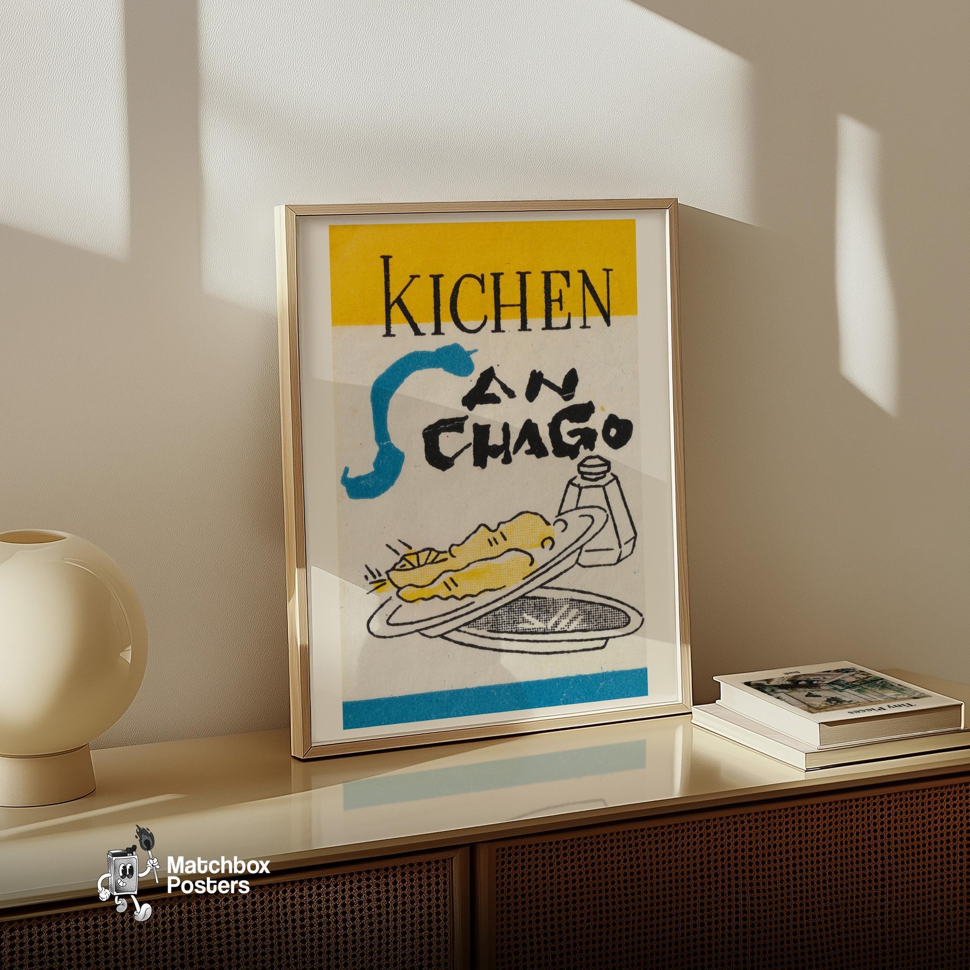 Kitchen Dishes - vintage matchbox label print - size comparison