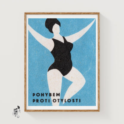 Woman in Swimsuit - vintage matchbox label print