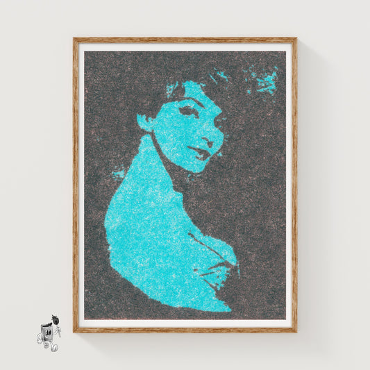 Portrait of Woman - vintage matchbox label print