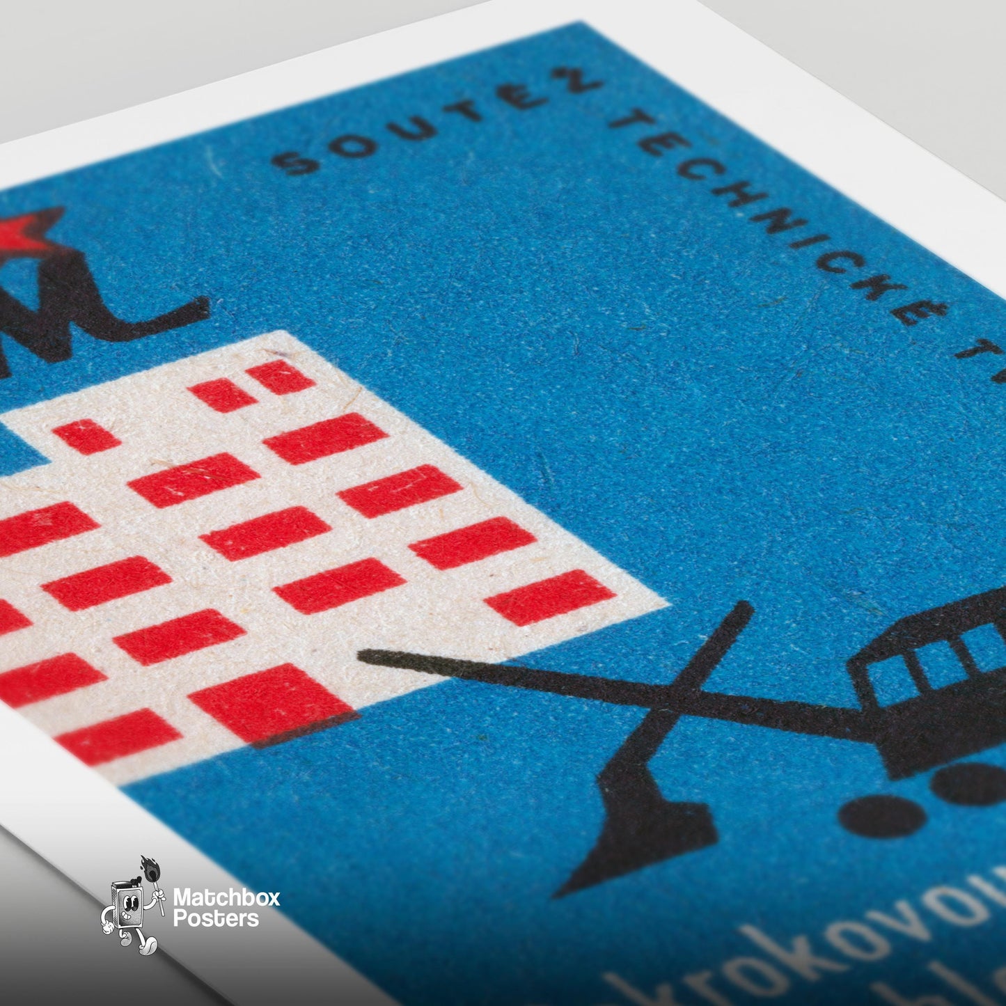 Efficient Construction - vintage matchbox label print - close-up detail