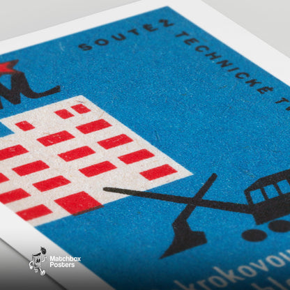 Efficient Construction - vintage matchbox label print - close-up detail