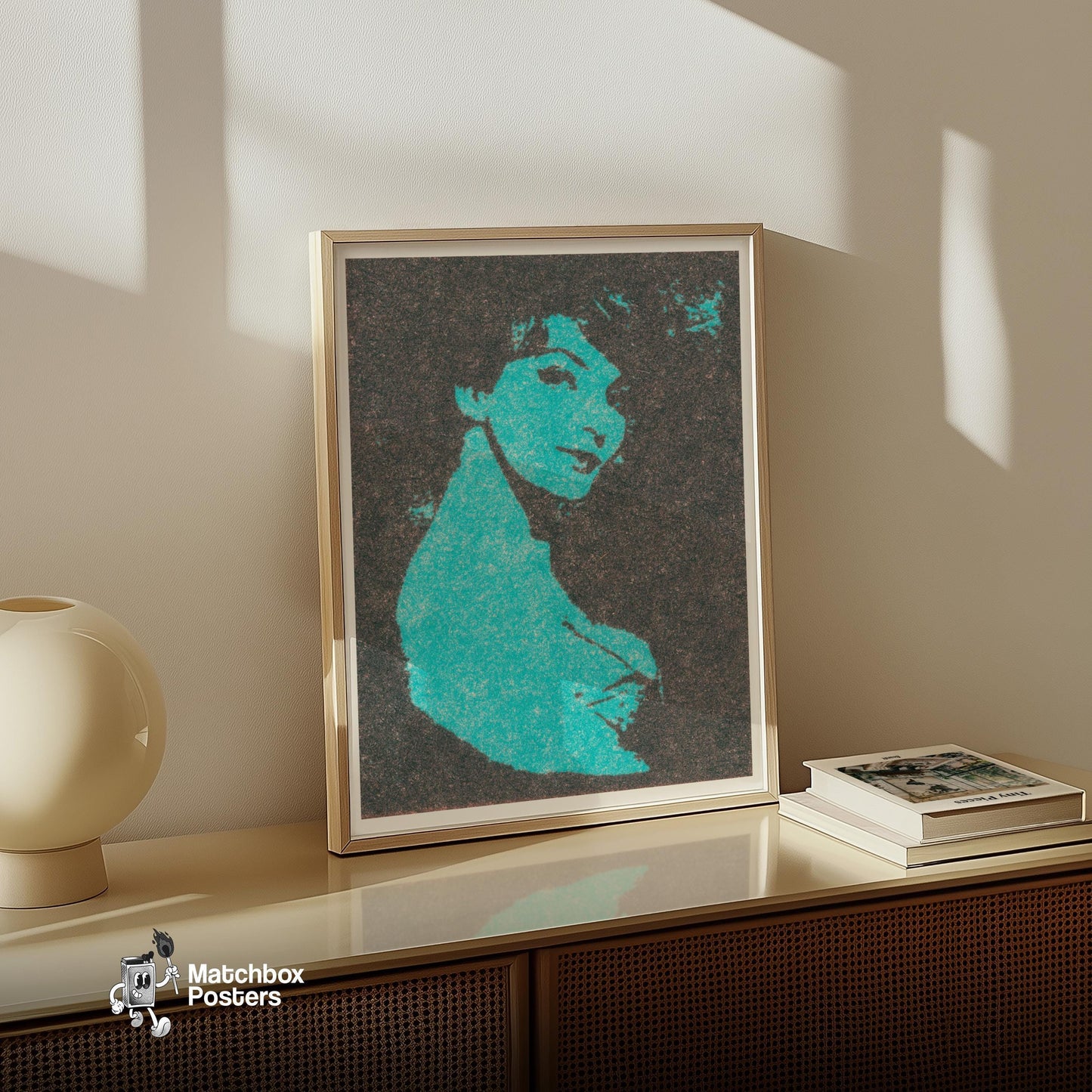 Portrait of Woman - vintage matchbox label print - size comparison