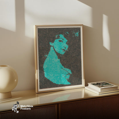 Portrait of Woman - vintage matchbox label print - size comparison