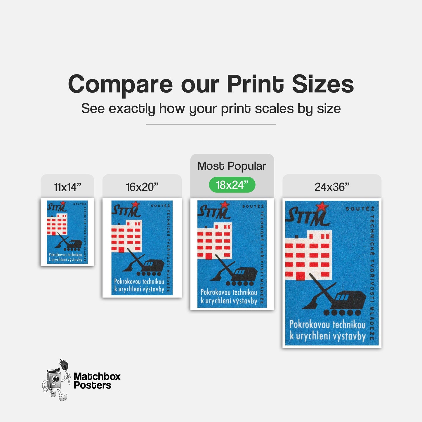 Efficient Construction - vintage matchbox label print - gallery wall preview