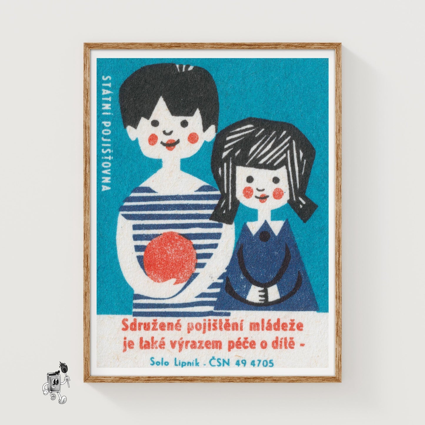 Happy Children - vintage matchbox label print