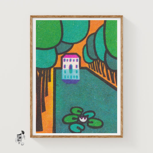 Palace Pond - vintage matchbox label print