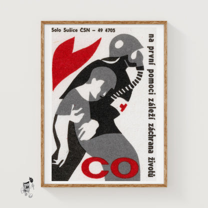 Firefighter - vintage matchbox label print
