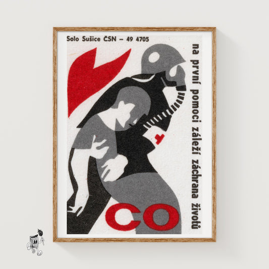 Firefighter - vintage matchbox label print