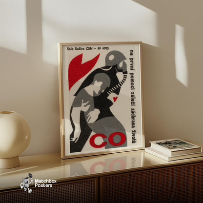 Firefighter - vintage matchbox label print - size comparison