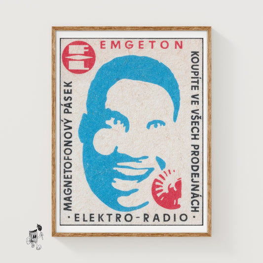 Electric Radio Presenter - vintage matchbox label print