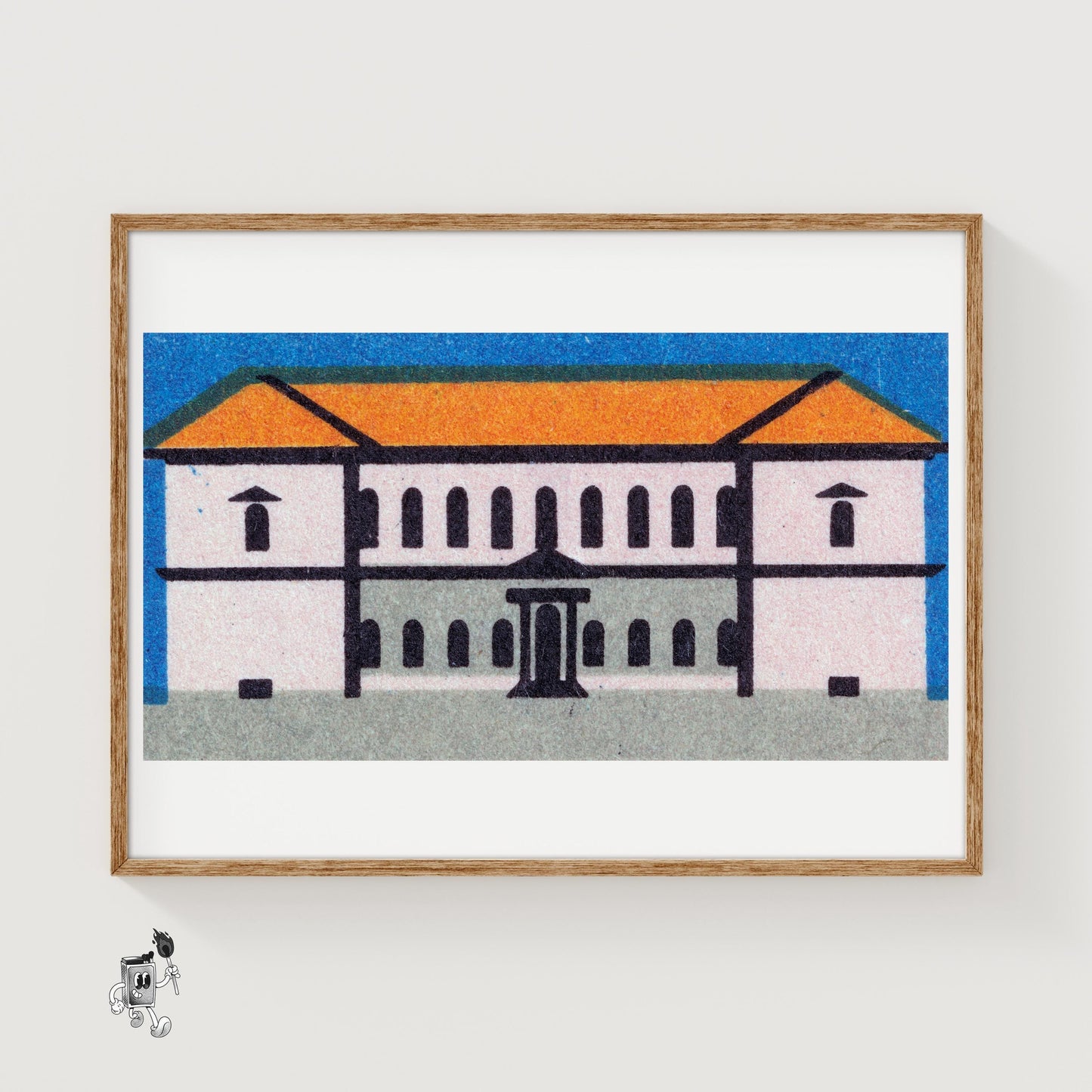 Orange Roof Mansion - vintage matchbox label print