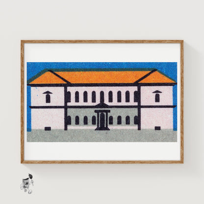 Orange Roof Mansion - vintage matchbox label print