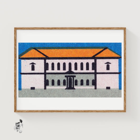 Orange Roof Mansion - vintage matchbox label print