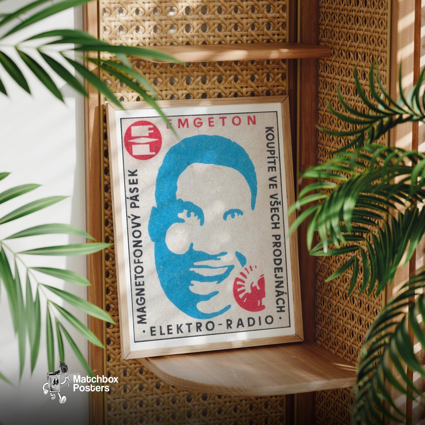 Electric Radio Presenter - vintage matchbox label print - office wall