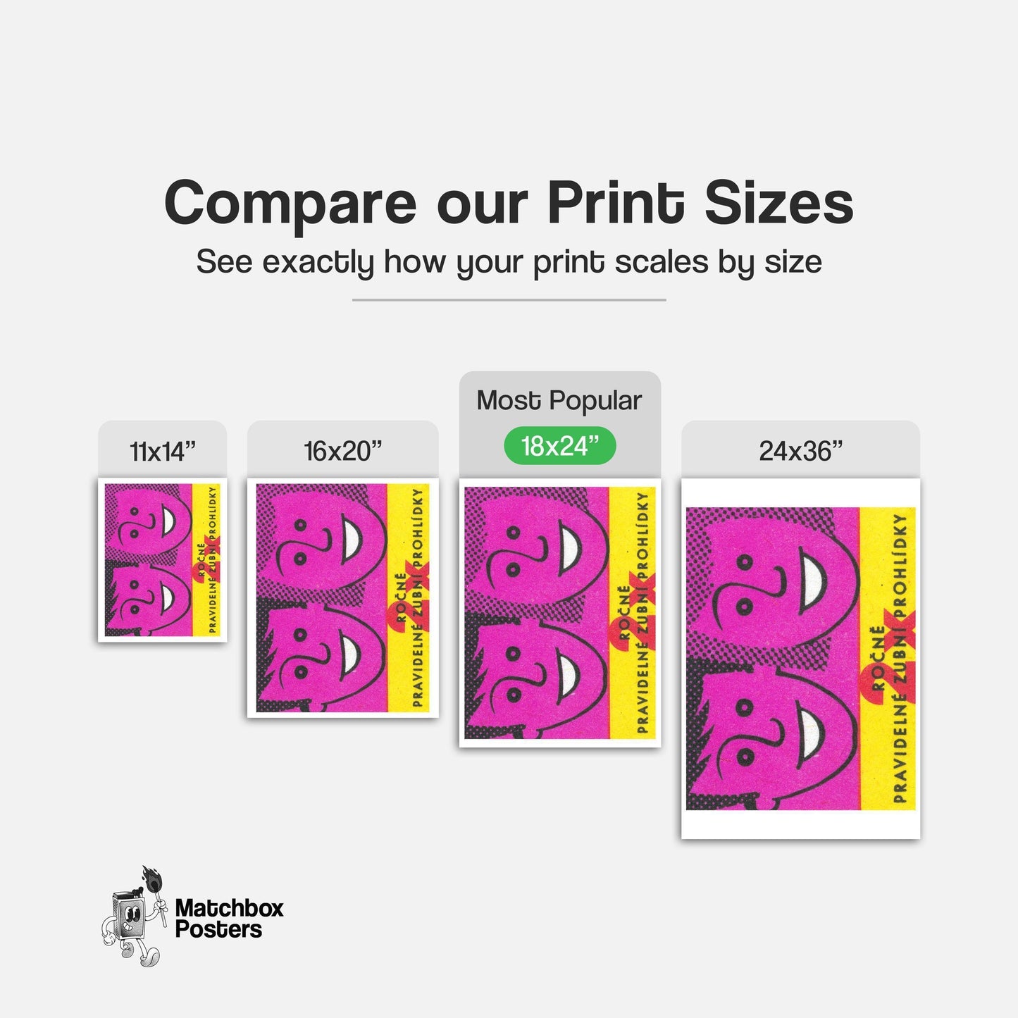 Smiling Faces - vintage matchbox label print - gallery wall preview