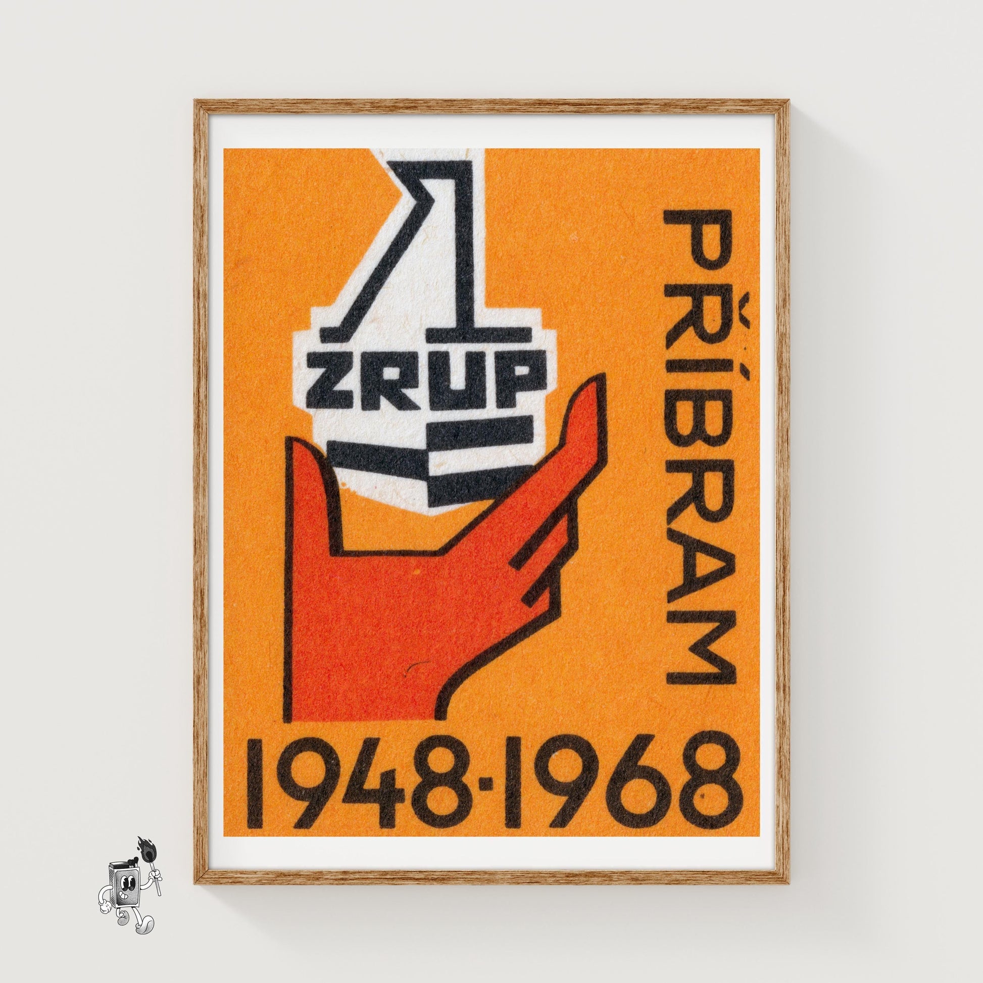 Industrial Hand - vintage matchbox label print