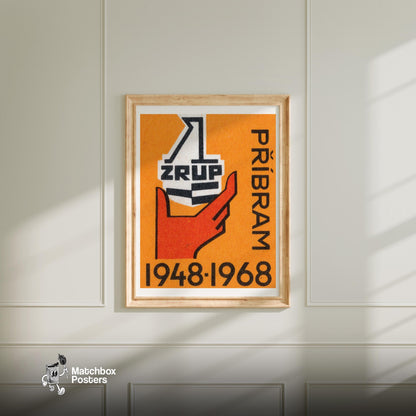 Industrial Hand - vintage matchbox label print - bedroom mockup
