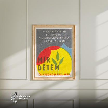 Anniversary of Czech Peace Movement - vintage matchbox label print - bedroom mockup