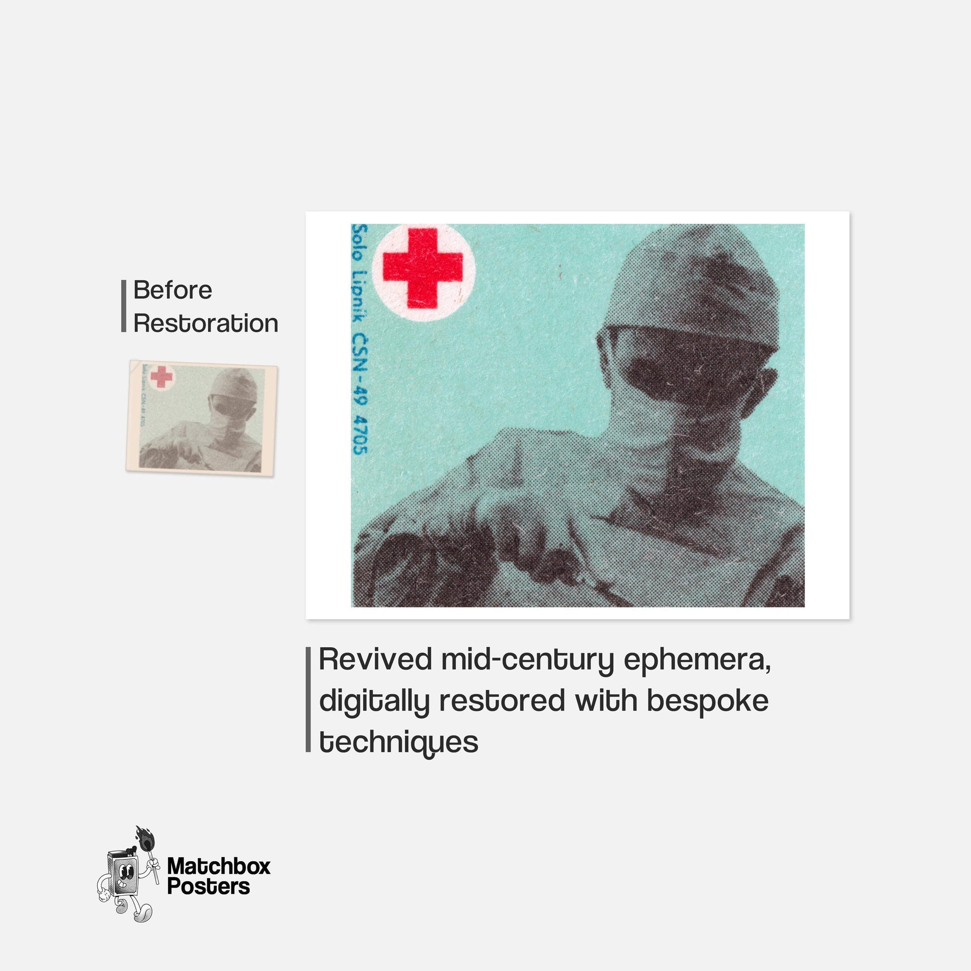 Surgeon with Red Cross - vintage matchbox label print - framed wall art preview