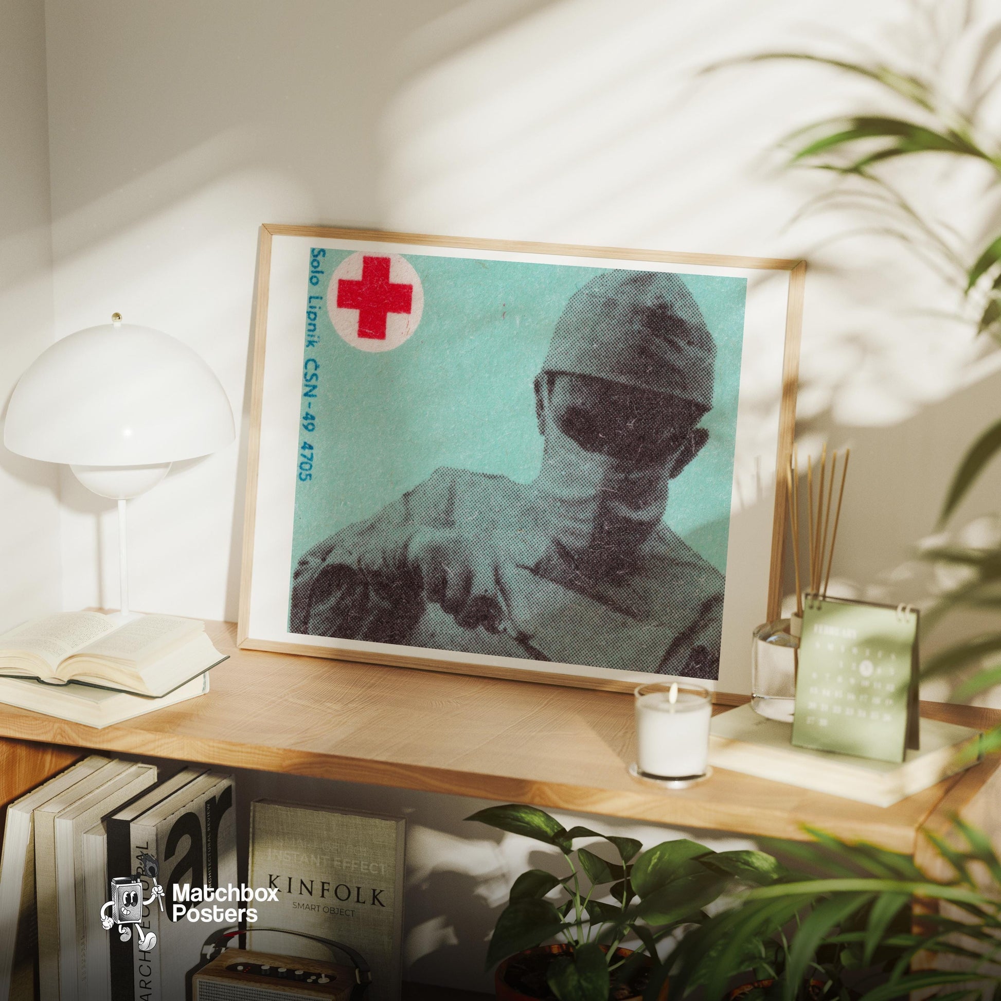 Surgeon with Red Cross - vintage matchbox label print - office wall