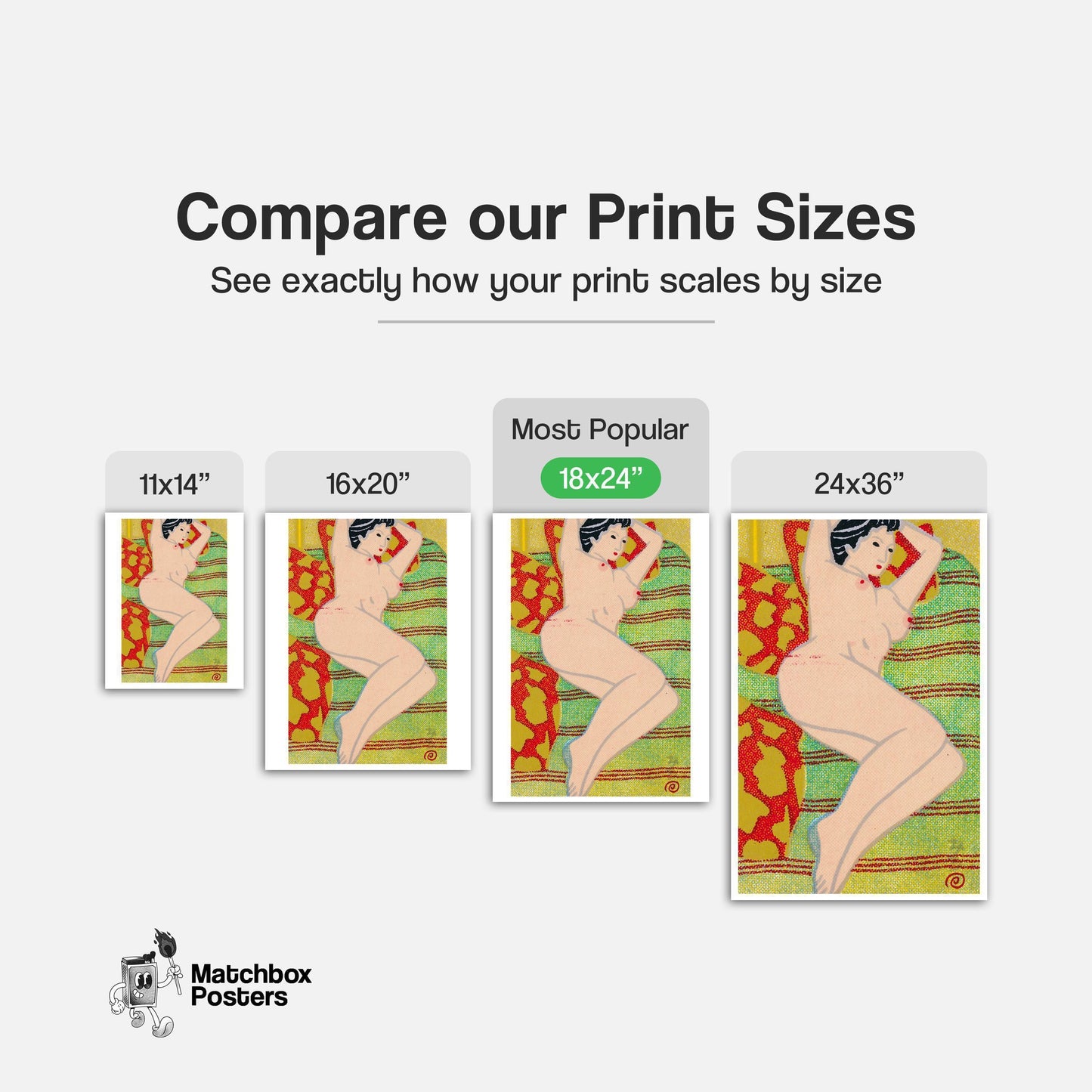 Reclining Nude Woman - vintage matchbox label print - gallery wall preview