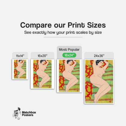 Reclining Nude Woman - vintage matchbox label print - gallery wall preview