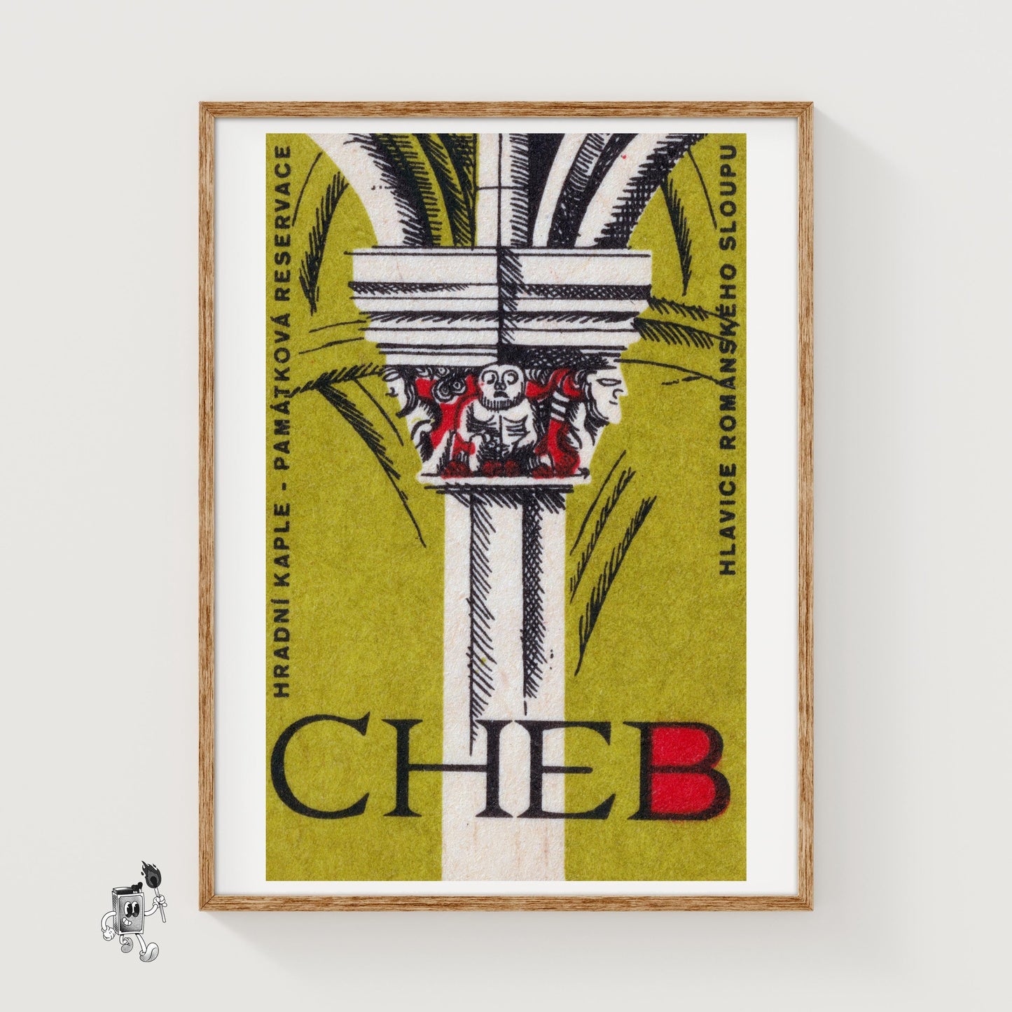 Carved Column - vintage matchbox label print
