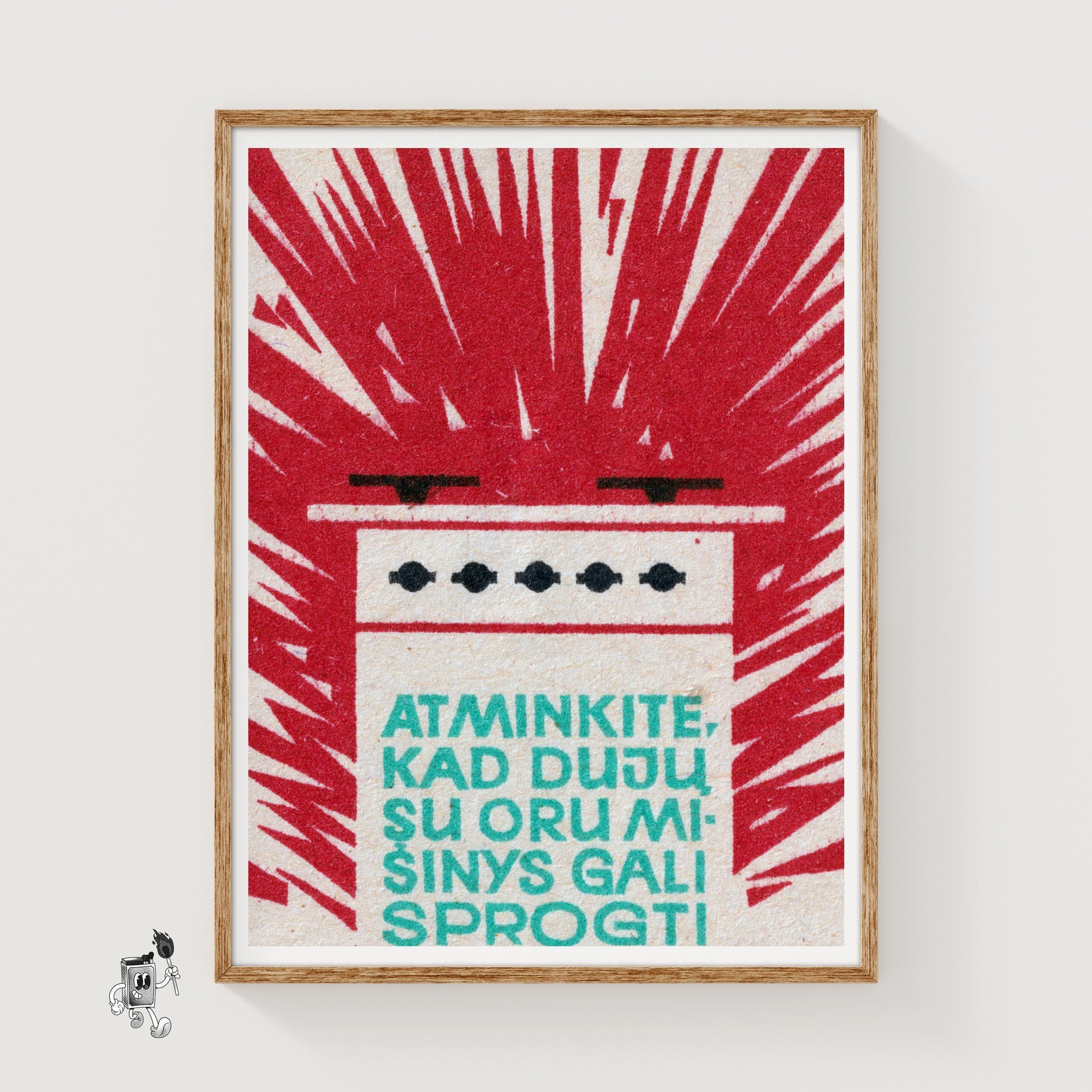 Gas Stove Explosion - vintage matchbox label print