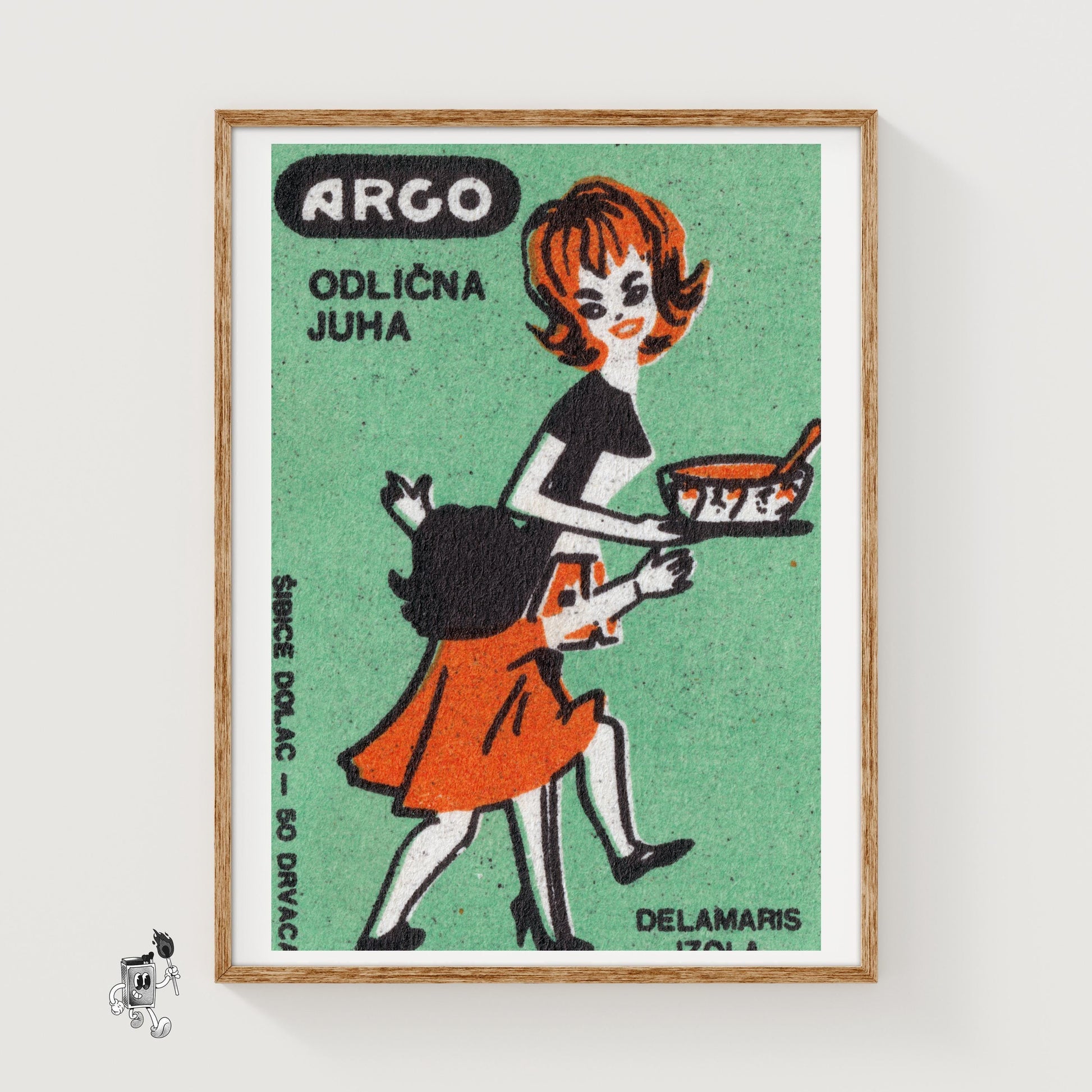 Woman and Child - vintage matchbox label print