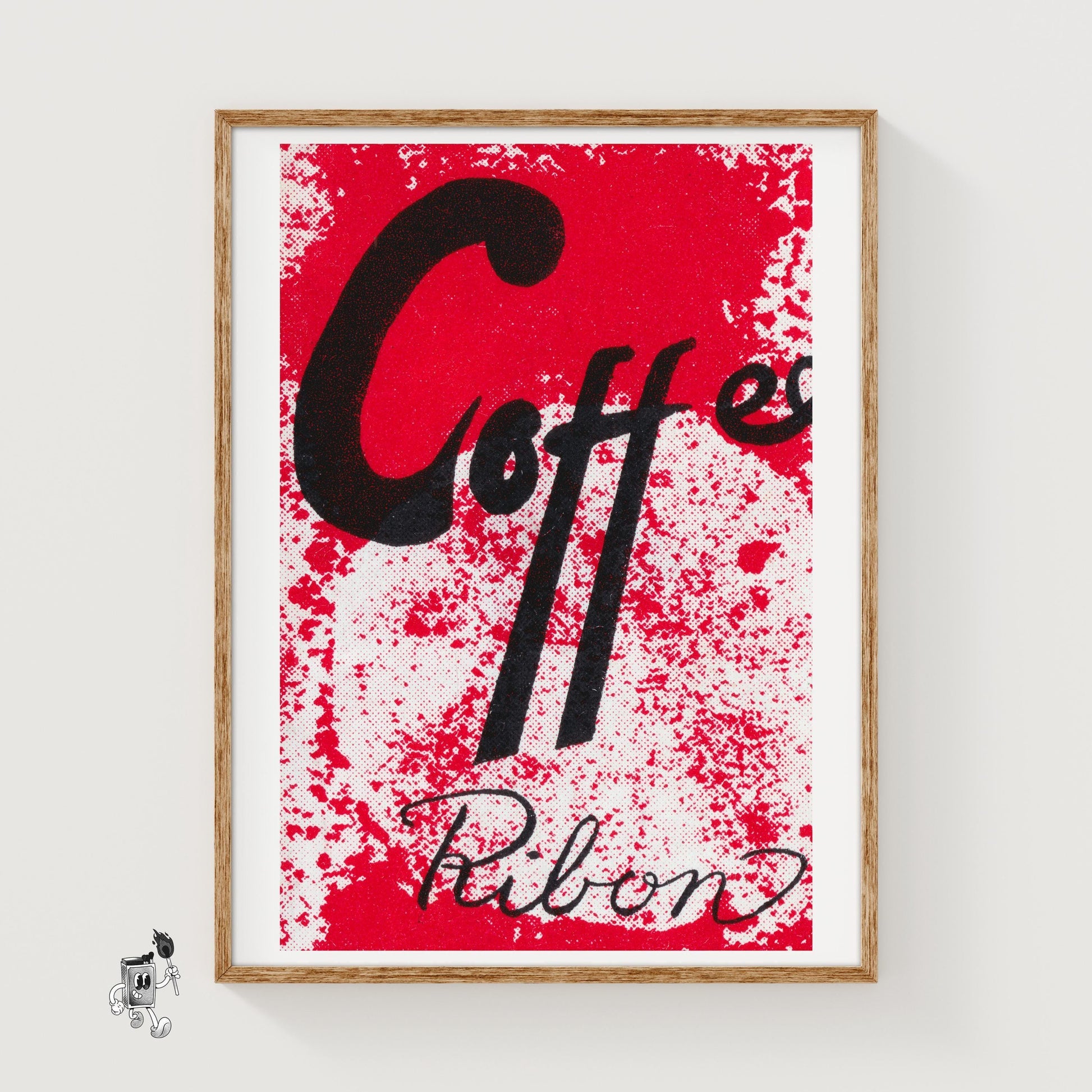 Coffee Ribon - vintage matchbox label print