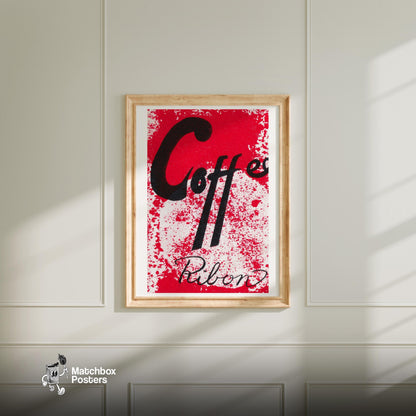Coffee Ribon - vintage matchbox label print - bedroom mockup