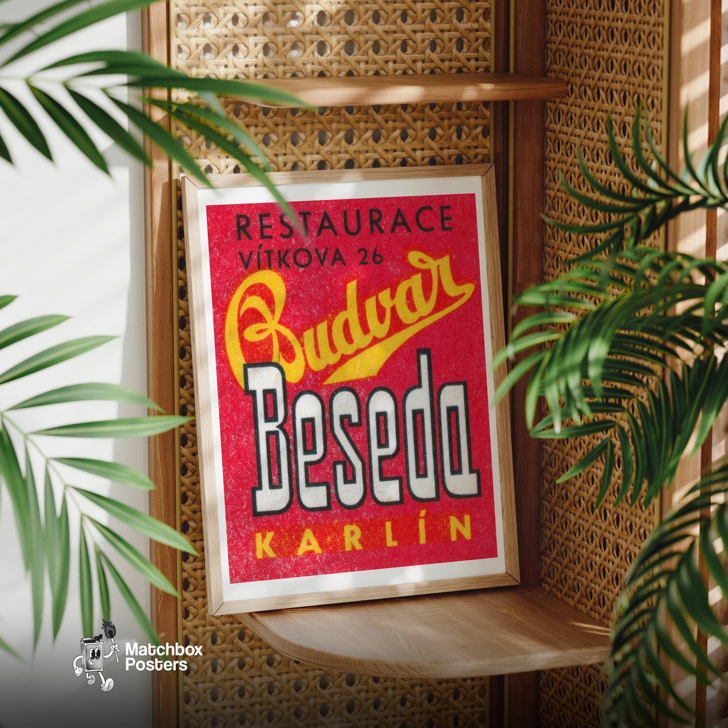 Budvar - vintage matchbox label print - office wall