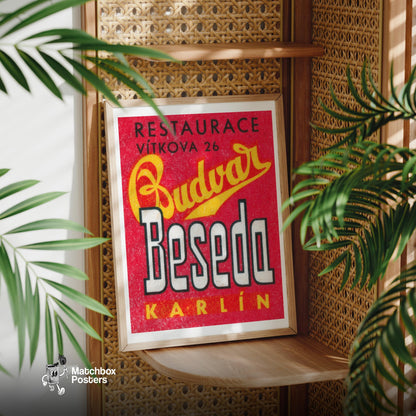 Budvar - vintage matchbox label print - office wall