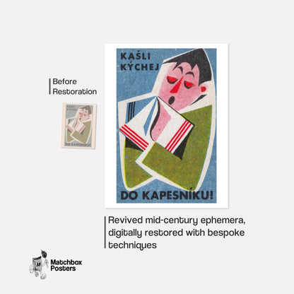 Use Handkerchief! - vintage matchbox label print - framed wall art preview