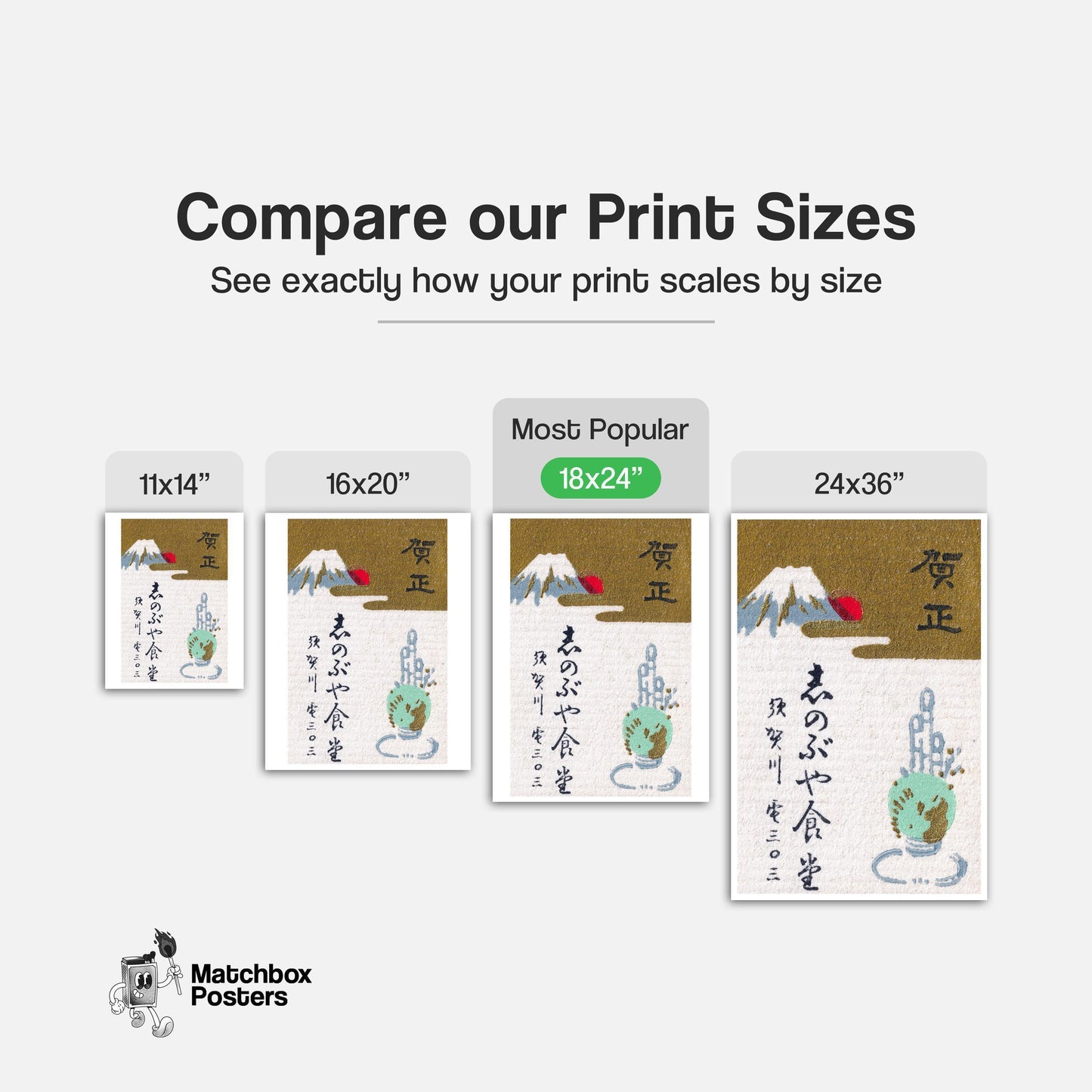 Mount Fuji - vintage matchbox label print - gallery wall preview