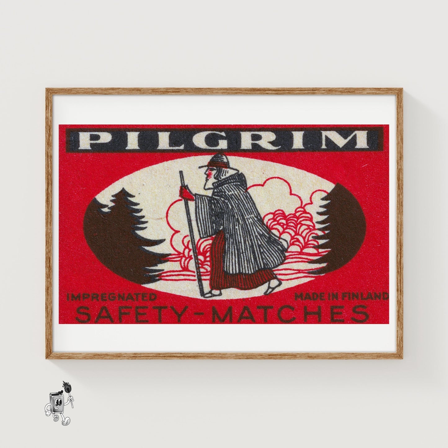 Pilgrim - vintage matchbox label print