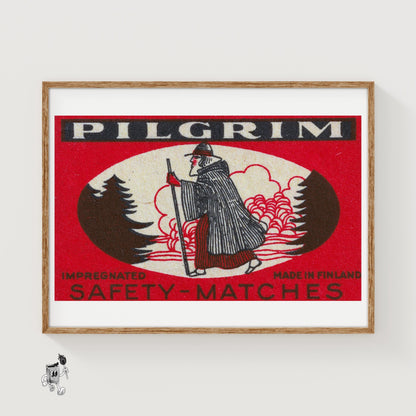 Pilgrim - vintage matchbox label print