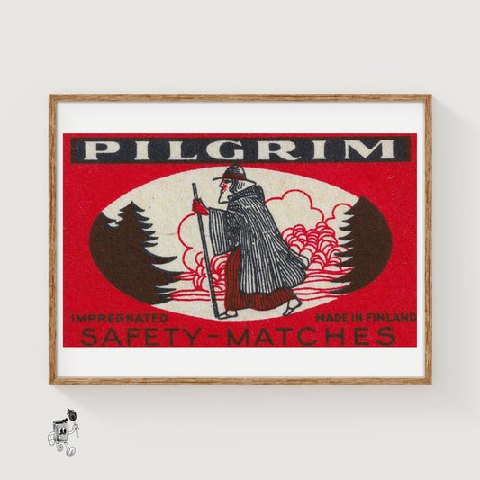 Pilgrim - vintage matchbox label print