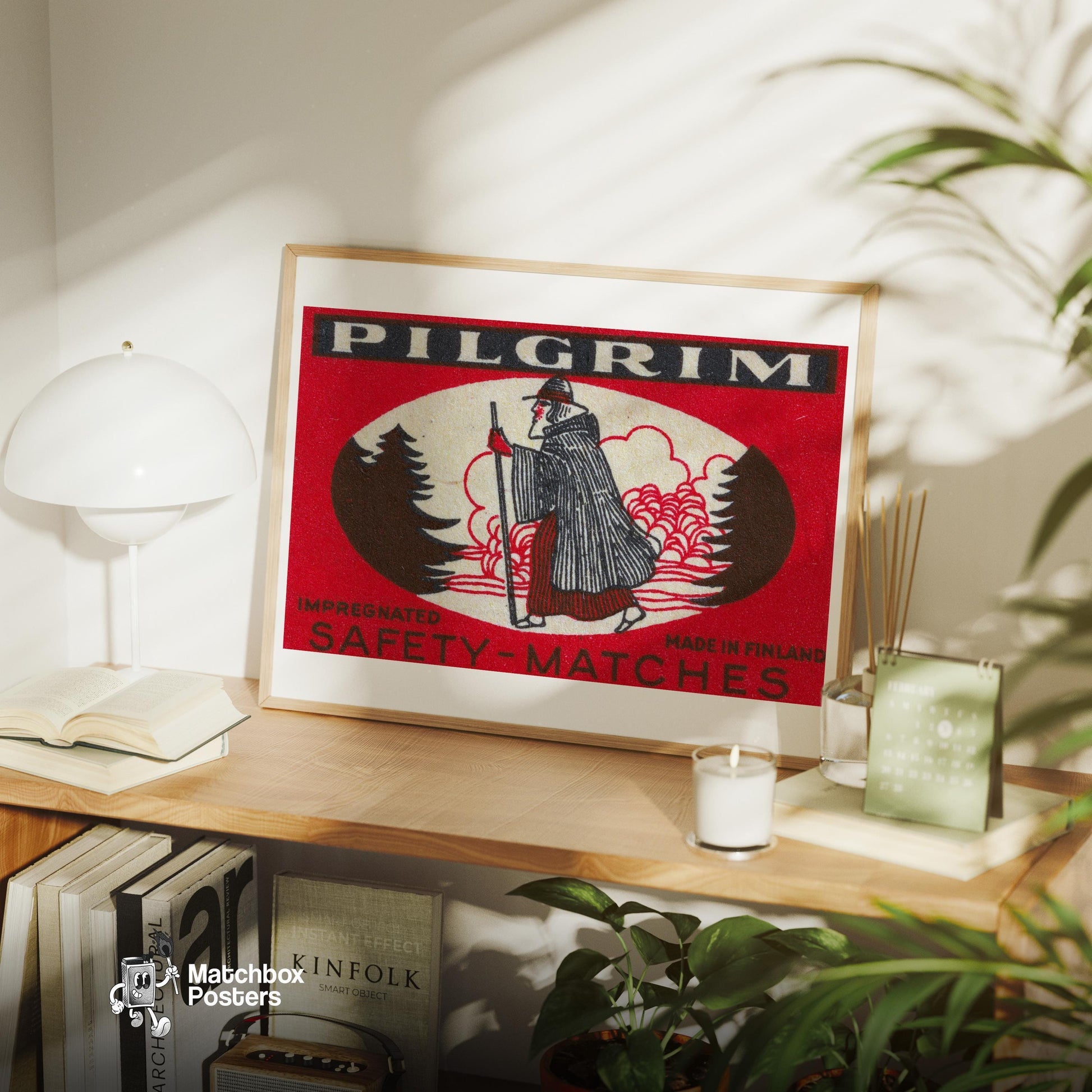 Pilgrim - vintage matchbox label print - office wall