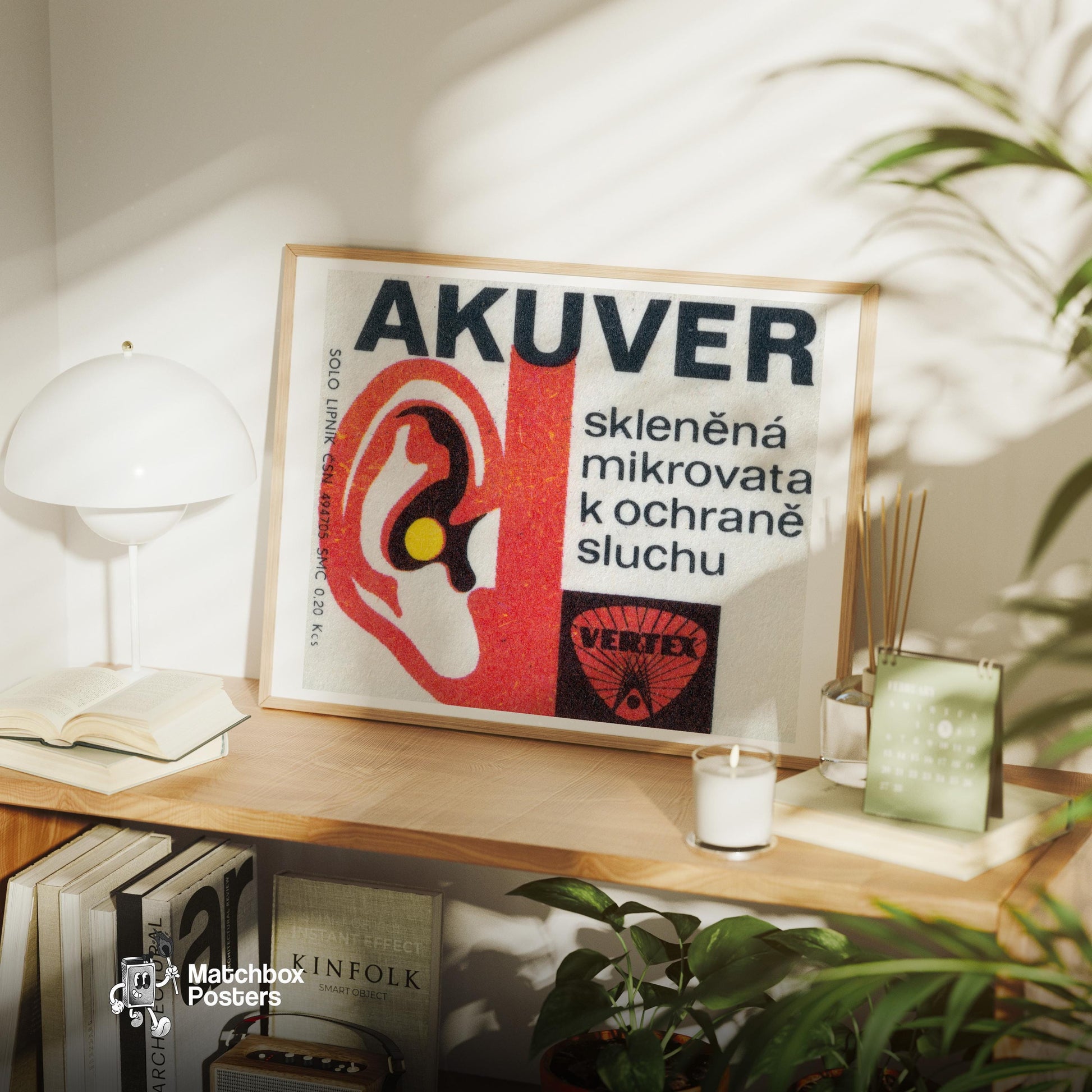 Hearing Protection - vintage matchbox label print - office wall