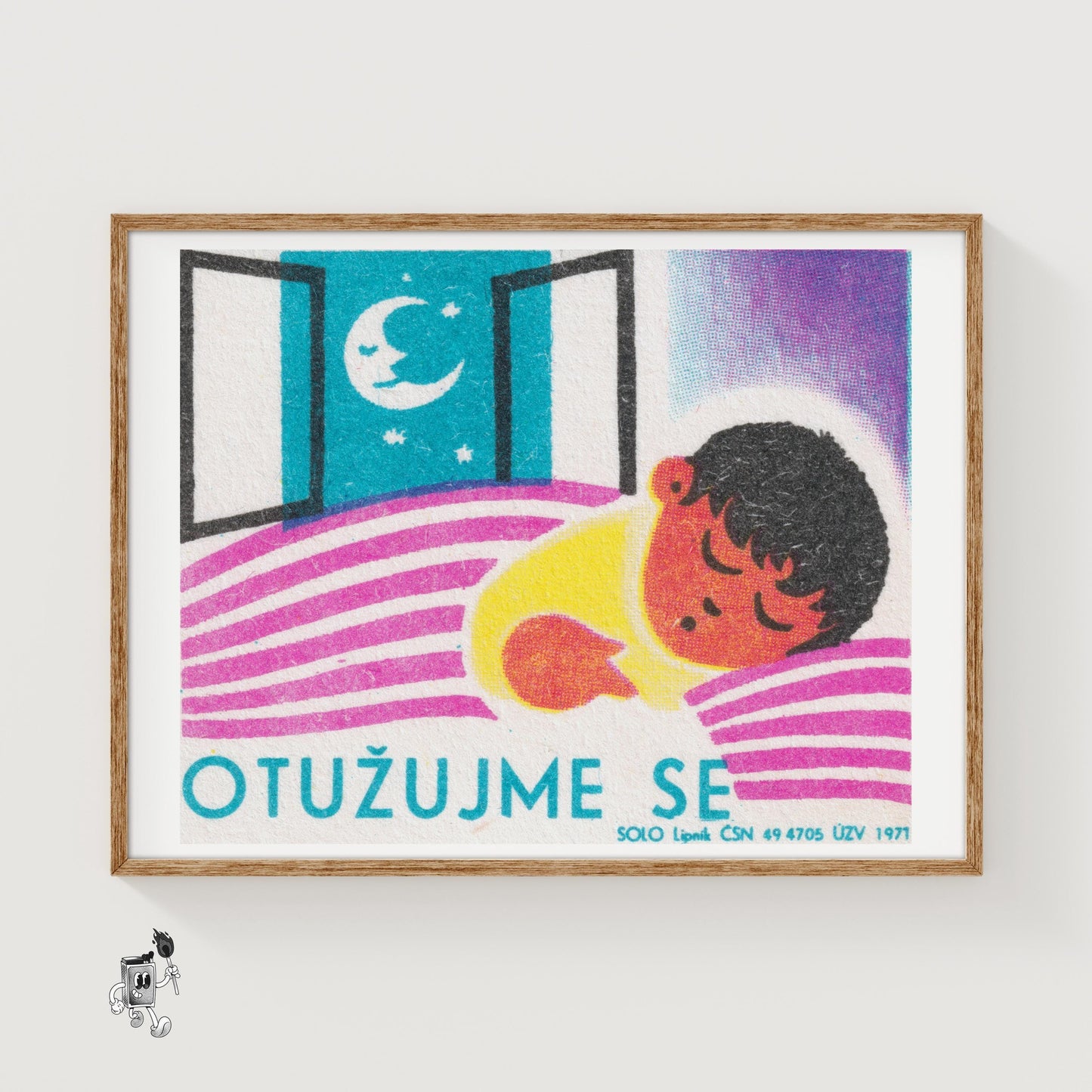 Sleeping Child - vintage matchbox label print