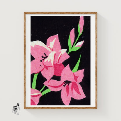Pink Flower - vintage matchbox label print