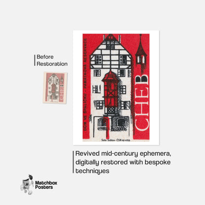 Traditional Romanian House - vintage matchbox label print - framed wall art preview