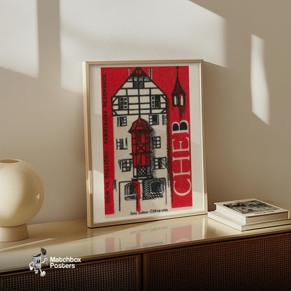 Traditional Romanian House - vintage matchbox label print - size comparison