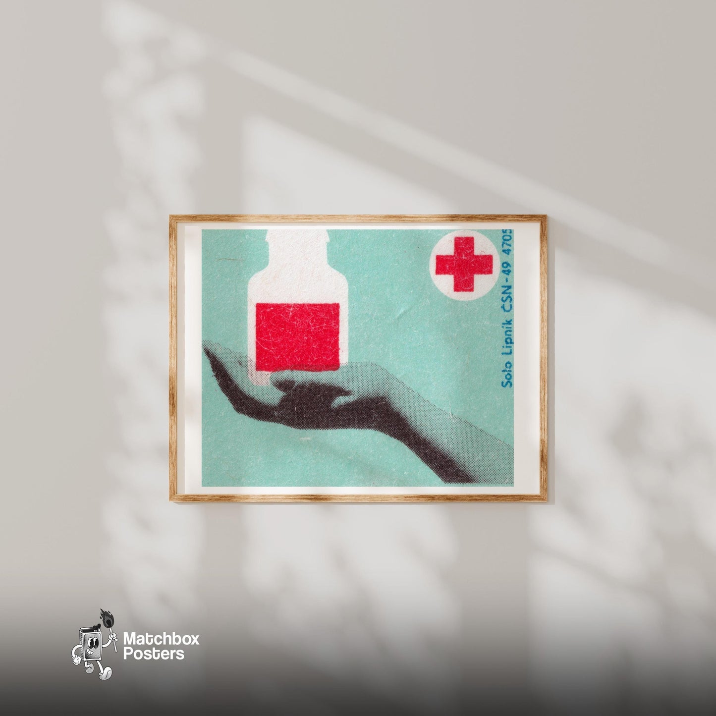 Vial of Blood - vintage matchbox label print - bedroom mockup